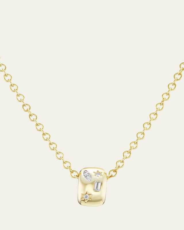 Wide Enhancer with Diamond Star and Marquise on Chain Necklace, 18"L